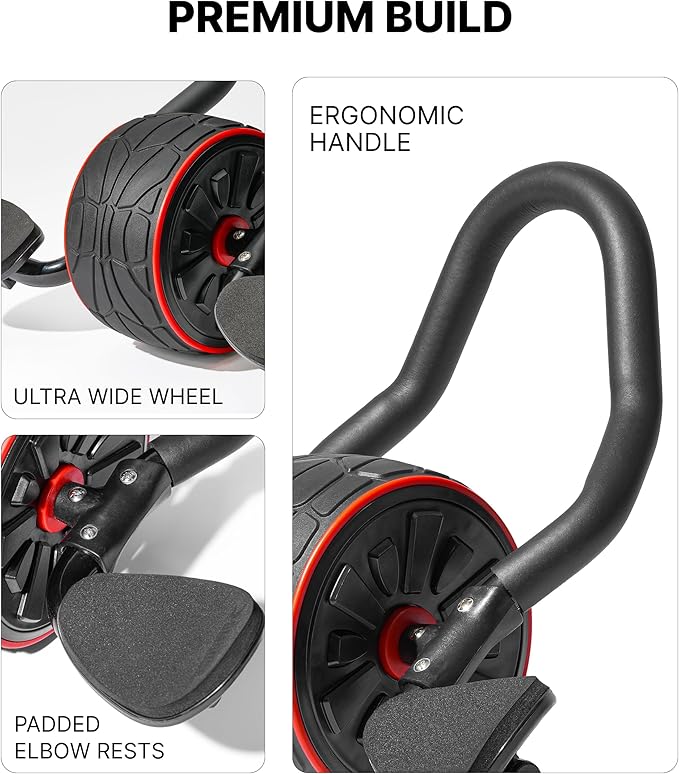 DMoose Fitness Ab Roller Wheel with Elbow Support & 2 Knee Pads - Abdominal Exercise Trainer for Core Strength Training - Ultimate Abs Workout Equipment for Home and Gym - Ab Machine for Men & Women