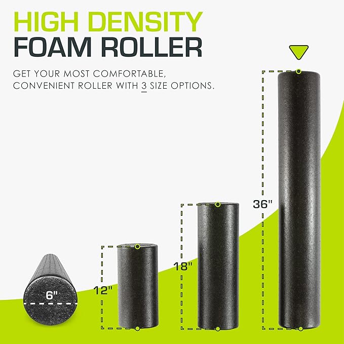 ProsourceFit High Density Foam Rollers 12 - inches Long, Firm Full Body Athletic Massage Tool for Back Stretching, Yoga, Pilates, Post Workout Muscle Recuperation, Black/Blue
