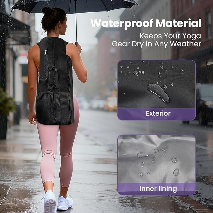 Yoga Mat Bag Backpack for Women and Men with Multi-Pockets for Mats Blocks and Accessories, Waterproof Yoga Mat Carrier Holder for Workouts, Gym, Pilates