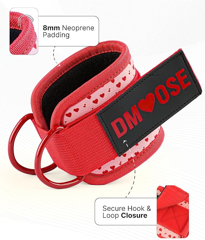 DMoose Ankle Strap for Cable Machine - One Size Fit with Premium Padding, Workout Kickback Ankle Cuffs, Ankle Bands for Working Out, Booty Workouts, Leg Extension, Hip Abductors & Lower Body Exercises