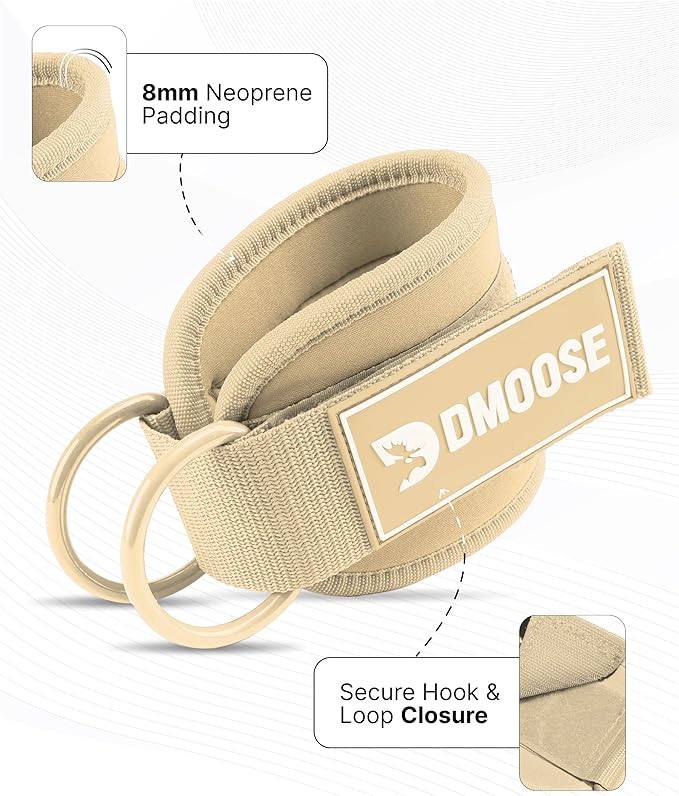 DMoose Ankle Strap for Cable Machine - One Size Fit with Premium Padding, Workout Kickback Ankle Cuffs, Ankle Bands for Working Out, Booty Workouts, Leg Extension, Hip Abductors & Lower Body Exercises