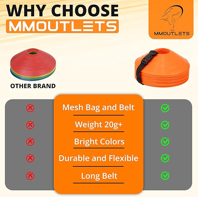 75/50/25 Pack, Pro-Grade Soccer Training Cones Set, Durable Agility Soccer Cones with Carry Bag & Strap Holder Ideal for Sports Training, Football, Soccer, Basketball- Trusted by Coaches & Athletes