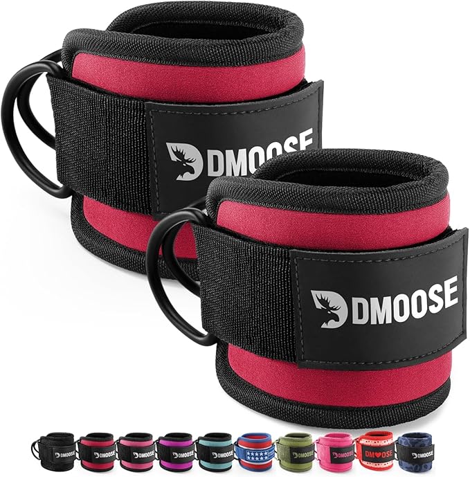 DMoose Ankle Strap for Cable Machine - One Size Fit with Premium Padding, Workout Kickback Ankle Cuffs, Ankle Bands for Working Out, Booty Workouts, Leg Extension, Hip Abductors & Lower Body Exercises