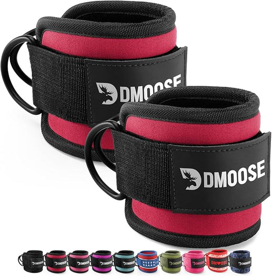 DMoose Ankle Strap for Cable Machine - One Size Fit with Premium Padding, Workout Kickback Ankle Cuffs, Ankle Bands for Working Out, Booty Workouts, Leg Extension, Hip Abductors & Lower Body Exercises