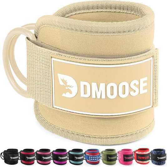 DMoose Ankle Strap for Cable Machine - One Size Fit with Premium Padding, Workout Kickback Ankle Cuffs, Ankle Bands for Working Out, Booty Workouts, Leg Extension, Hip Abductors & Lower Body Exercises