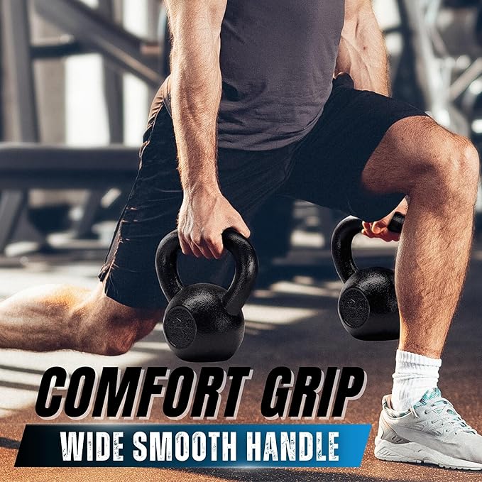 Yes4All 5-80 lbs Cast Iron Kettlebell for Dumbbell Weights Exercises, Gym, Full Body Home Workout Equipment, Push up, Grip and Strength Training