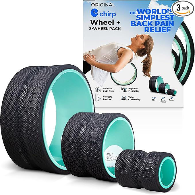 Chirp Wheel Foam Roller - Targeted Back Foam Roller for Back Pain Relief, Deep Tissue Muscle Massage, Trigger Point Round High Density for Physical Therapy & Exercise, 3-Pack Mint