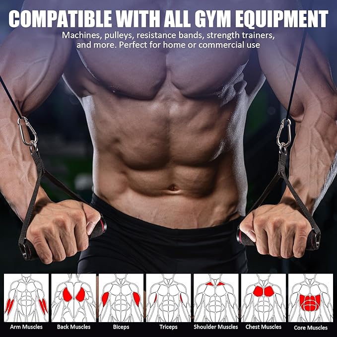 2 Pack Upgraded Exercise Handles, Gym Handle Equipment for Cable Machine Attachments, Strength Training Workout, Pilates, Home Gym, Resistance Bands, Heavy Duty Workout Accessories