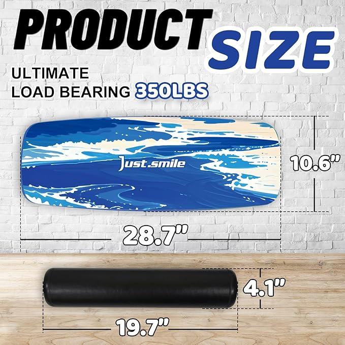 Balance Borad Sports Trainer-with Adjustable Stopper- Stability Board for Physical Therapy,Yoga,Surfing Training-Max Load 350lbs with Aiti- Slip Surface