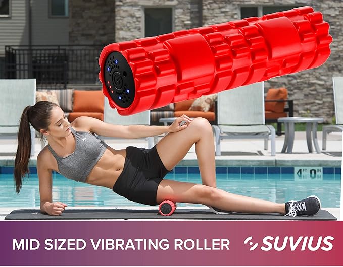 Electric Vibrating Rechargeable Foam Roller - 4 Intensity Levels for Firm Battery-Powered Deep Tissue Recovery, Training, Massage - Therapeutic Back and Muscle Massage Roller