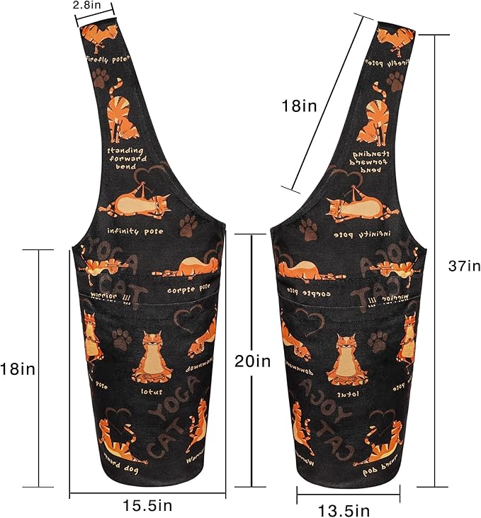 Fashion Printed Yoga Mat Bag with Large Side Pocket & Zipper Pocket Long Tote Yoga Bag Fit Most Size Mats - Holds More Yoga Accessories