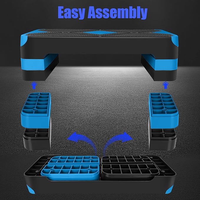 Adjustable Workout Aerobic Stepper in Fitness & Exercise Step Platform Trainer 3 settings adjustable height 4”-6”-8”
