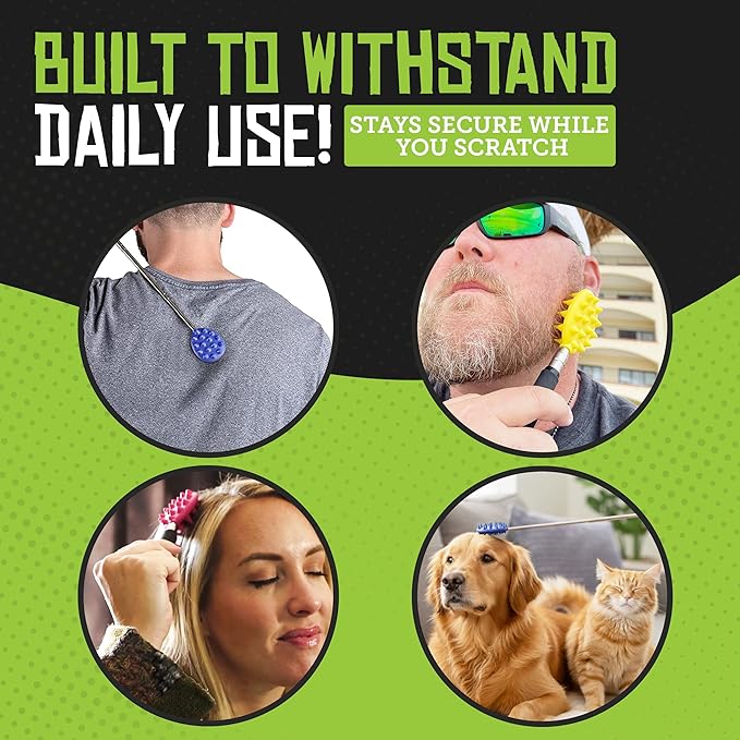 Cactus Scratcher Extendable Keychain Back Scratcher - 16" Long Stick Double Sided Retractable Scratching Tool for Hand, Neck, Head, and Body - Universal Gift for Family, Pets, and Friends, Blue