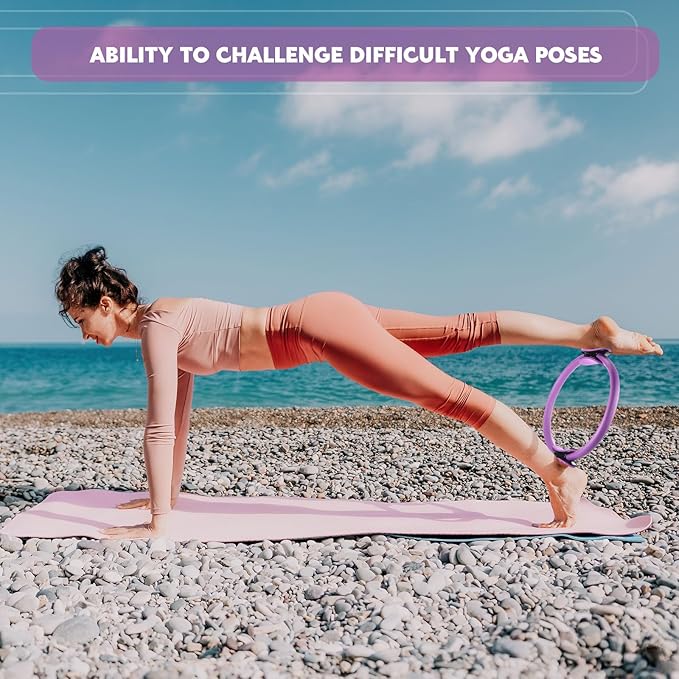 Syhood Pilates Ring 11. 81 Inch Pilates Circle Yoga Ring Magic Lightweight Flexible Workout Equipment for Fitness Physical Therapy Resistance Exercise Arms Legs