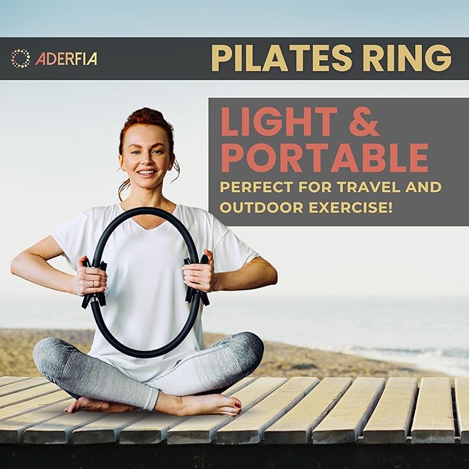 Pilates Ring Circle - 2 Pack |14" Inch Fiberglass Pilates Home Equipment | Comfortable Padded Foam Handles | Ideal for Toning, Inner Thigh and Pelvic Exercises | Use at Home, Gym Classes |