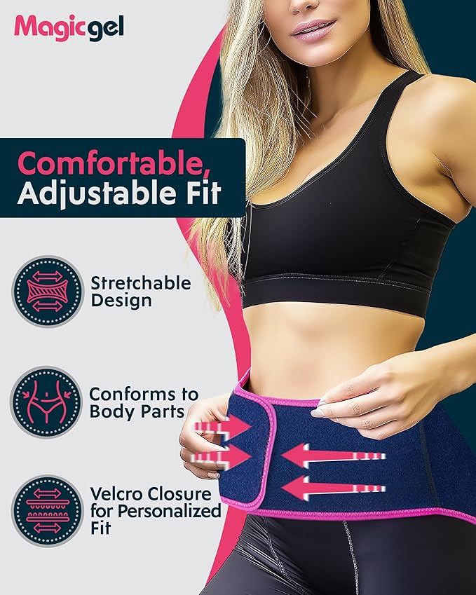 Magic Gel Ice Pack for Back Pain Relief | 2 Pack Reusable Lower Back Wrap for Hot or Cold Therapy | Relief for Lower Lumbar, Sciatic Nerve, Herniated or Degenerative Disc, Coccyx, Tailbone Pain