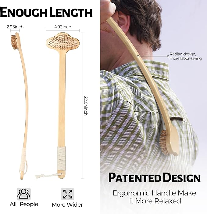 Oversized Back Scratcher, Extended Bamboo Scratcher, 22.04" Long Curved Handle; Wider Head; More Larger Scratching Surface, Adults Body Instant Scratcher Christmas Gift for Women and Men.