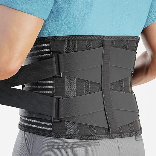 Modvel Back Brace for Lower Back Pain Women and Men – Lumbar Support Belt for Sciatica, Herniated Disc, Muscle Strain – Adjustable Breathable Work Brace with 6 Stays – Support for Posture– Size S