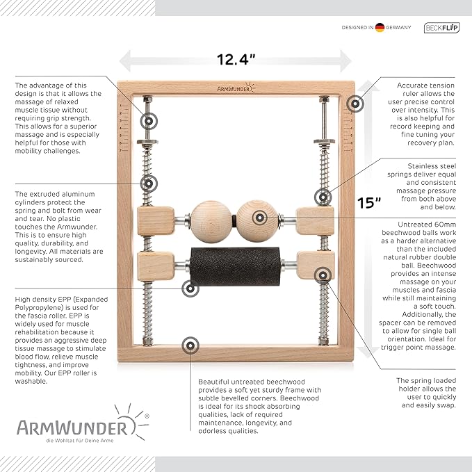 Professional Forearm Massager and Roller - Tennis Elbow, Golfer's Elbow, Tendonitis, Carpal Tunnel, Wrist, Hand, Trigger Point, Active & Myofascial Release