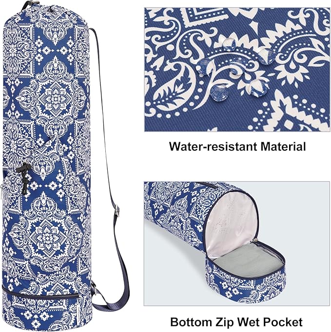 sportsnew Yoga Mat Bag with Water Bottle Pocket and Bottom Wet Pocket, Exercise Yoga Mat Carrier Multi-Functional Storage Bag, Patent pending