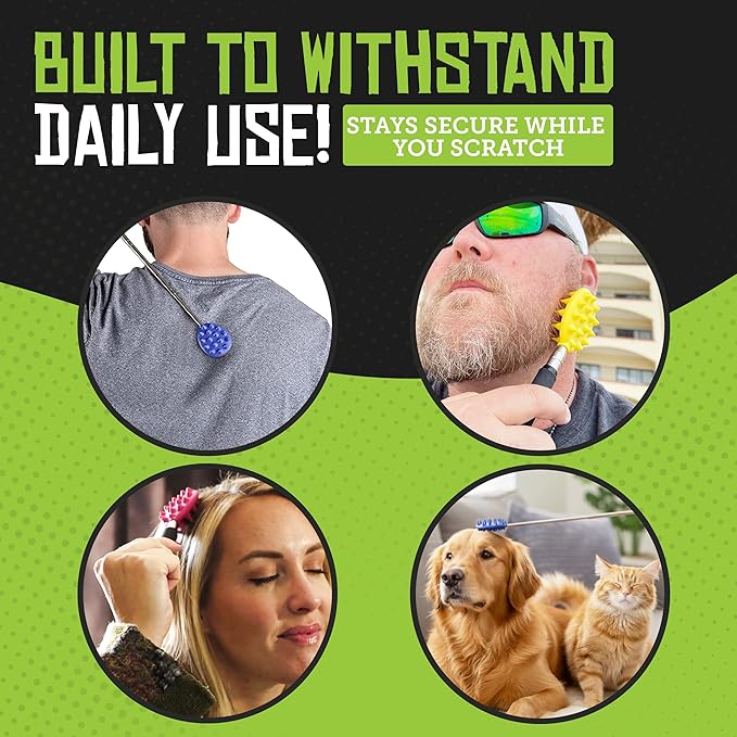 Cactus Scratcher Extendable Telescopic Back Scratcher - Extends 25" Long Double Sided Retractable Scratching Tool for Hand, Neck, Head, and Body - Universal Gift for Family, Pets, and Friends, Blue