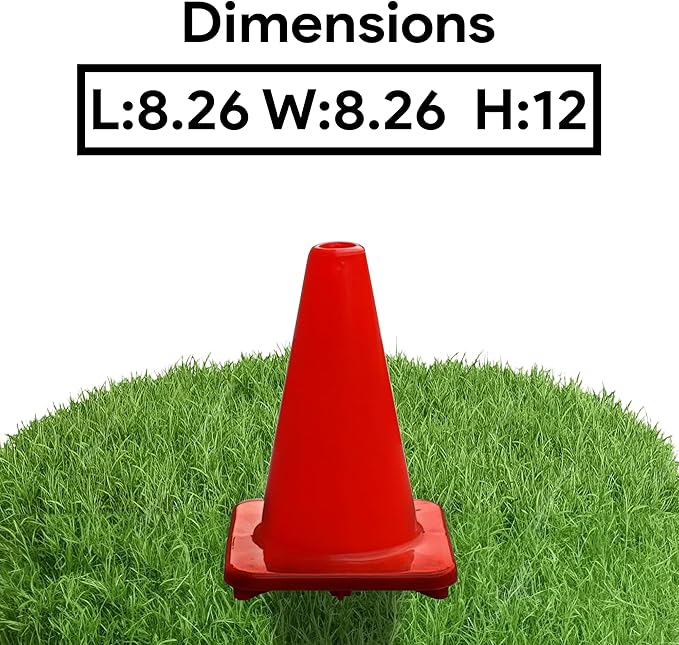 6in/9in/12in/28in Heavy Duty Agility Training Cones for Sports & Kids Coaching, Field Markers for Motorcycle, Bikes, Traffic, Basketball, Soccer Drills, Durable, Multipurpose, Adjustable