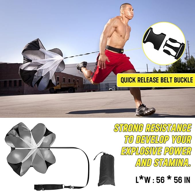 20ft Sports Agility Ladder for Men Women and Kids, Speed Youth Soccer Agility Training Equipment for Football, Exercise, Tennis, Legs Workout with Speed Parachute with, Cones and Carry Bag