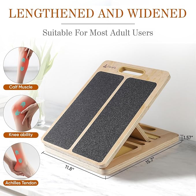 Adjustable Slant Board for Calf Stretching, Wooden Portable Stretcher, Foldable Incline Boards for Calves Ankle Achilles Tendon Knee Heel Muscle Stretch Exercise