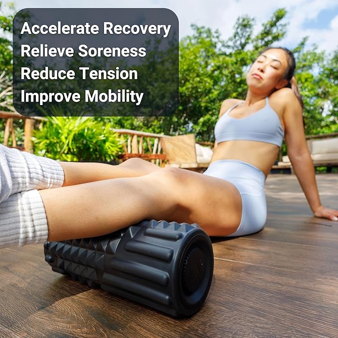 VibePro Flow Vibrating Foam Roller - 5-Mode Vibrating Massage Roller for Muscles Deep Tissue, Recovery, & Pain Relief - High-Intensity Electric Foam Roller for Back, Legs & Shoulders - Rechargeable