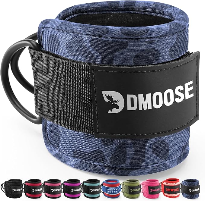 DMoose Ankle Strap for Cable Machine - One Size Fit with Premium Padding, Workout Kickback Ankle Cuffs, Ankle Bands for Working Out, Booty Workouts, Leg Extension, Hip Abductors & Lower Body Exercises