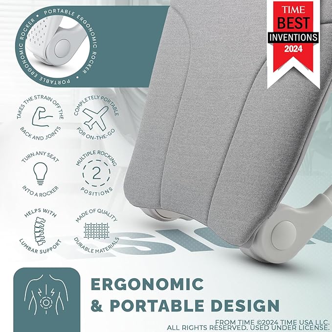 READY ROCKER Deluxe Cloud | Adjustable Ergonomic Portable Rocker | Back Pain Relief & Relaxation | White Rocker & Deluxe Cover | Back & Lumbar Support for Chair | Lightweight & Portable | 3.0 Model