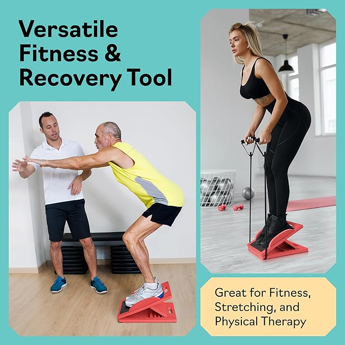 Slant Board with 6 Incline Angles - Transforms Into a Balance Board - Premium Calf Stretcher and Wobble Board for Effective Calf Stretching and Squats