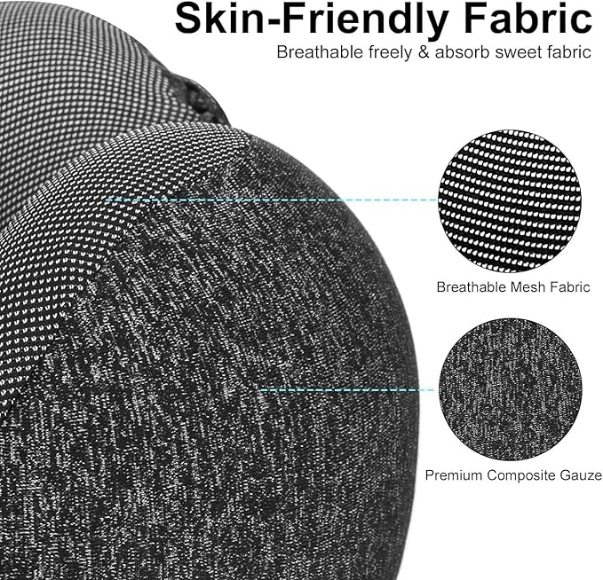 SKYANA Travel Pillow 100% Pure Memory Foam Neck Pillow, Comfortable & Breathable Cover, Machine Washable, Airplane Travel Kit with 3D Contoured Eye Masks, Earplugs, and Luxury .Dark Gray.