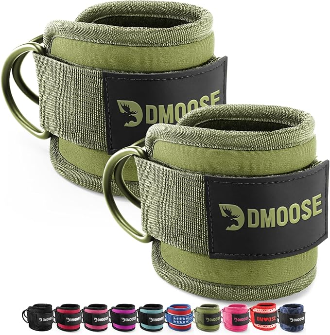 DMoose Ankle Strap for Cable Machine - One Size Fit with Premium Padding, Workout Kickback Ankle Cuffs, Ankle Bands for Working Out, Booty Workouts, Leg Extension, Hip Abductors & Lower Body Exercises