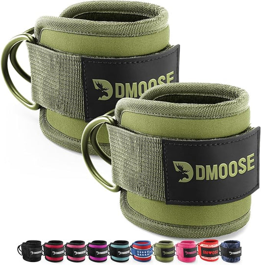 DMoose Ankle Strap for Cable Machine - One Size Fit with Premium Padding, Workout Kickback Ankle Cuffs, Ankle Bands for Working Out, Booty Workouts, Leg Extension, Hip Abductors & Lower Body Exercises