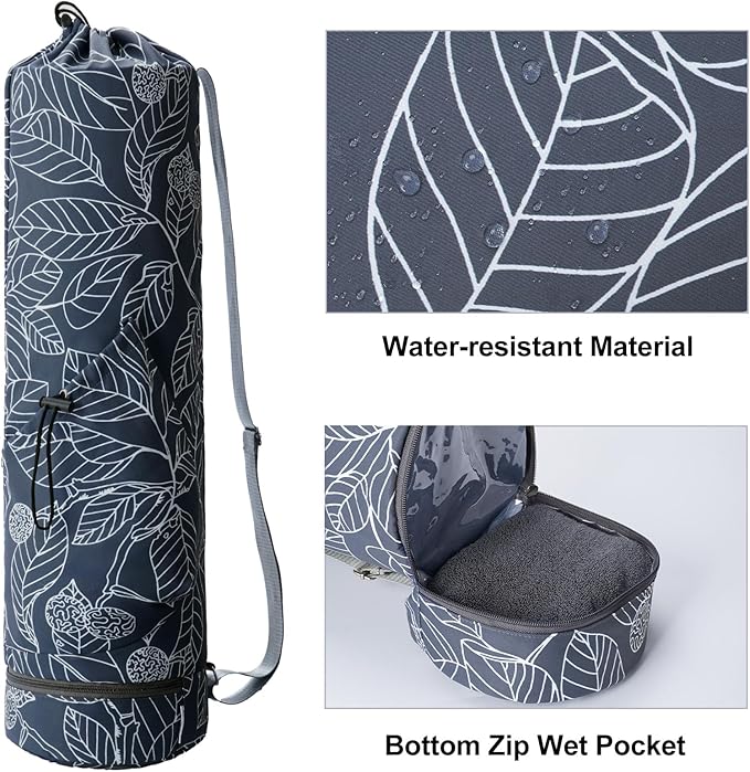 sportsnew Yoga Mat Bag with Water Bottle Pocket and Bottom Wet Pocket, Exercise Yoga Mat Carrier Multi-Functional Storage Bag, Patent pending
