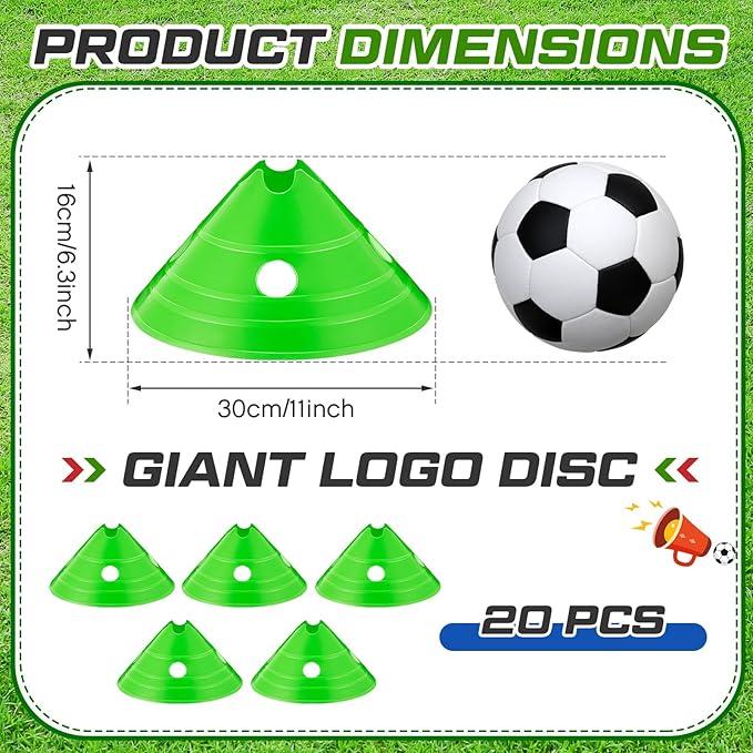 ShinyRelief Jumbo Disc Cones Jumbo Soccer Cones with Mesh Bag Giant Large Agility for Soccer Training Adult Sports