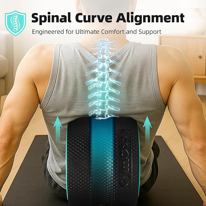 Back Roller Wheel Set of 3 with 2 Yoga Blocks – Foam Back Stretcher for Pain Relief, Spine Cradle Deep Tissue Massage Roller for Stretching & Physical Therapy