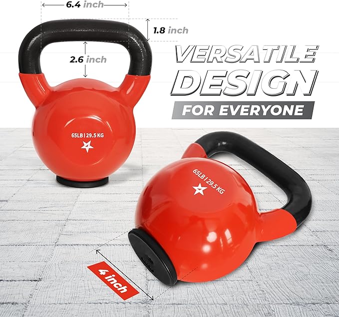Yes4All Kettlebells Rubber Base, Kettlebell Set for Women, Strength Training Kettlebells Weights (10-65 lbs)