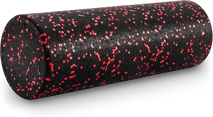 ProsourceFit High Density Foam Rollers 12 - inches Long, Firm Full Body Athletic Massage Tool for Back Stretching, Yoga, Pilates, Post Workout Muscle Recuperation, Black/Blue