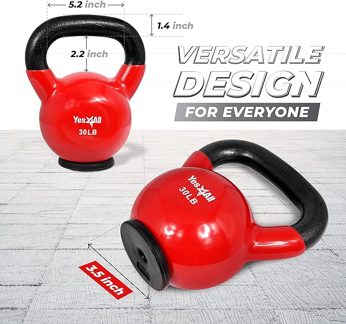 Yes4All Kettlebells Rubber Base, Kettlebell Set for Women, Strength Training Kettlebells Weights (10-65 lbs)