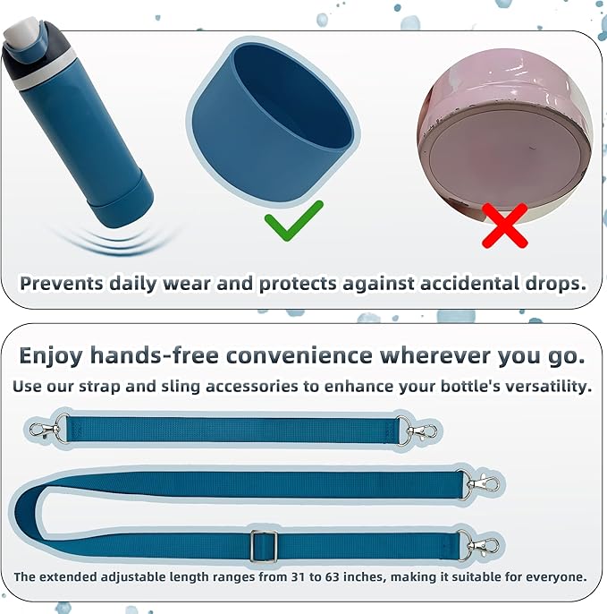 Silicone Boot Set for Owala Water Bottle 24 oz, 32 oz, 40 oz - Includes Non-Slip Sleeve, Shoulder Strap & Handle Strap, Perfect Owala Accessories, Fits Owala Tumbler, Owala FreeSip, Candy Coated