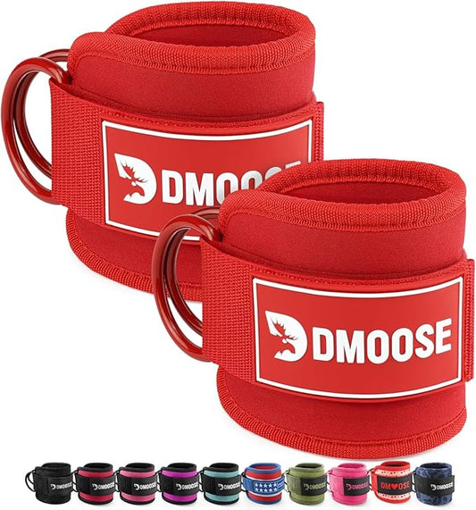 DMoose Ankle Strap for Cable Machine - One Size Fit with Premium Padding, Workout Kickback Ankle Cuffs, Ankle Bands for Working Out, Booty Workouts, Leg Extension, Hip Abductors & Lower Body Exercises