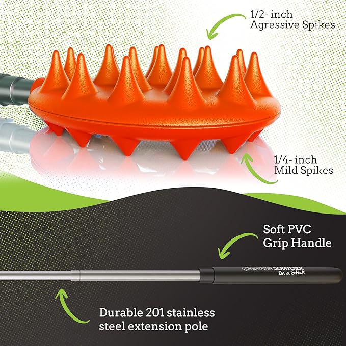 Cactus Scratcher Extendable Telescopic Back Scratcher - Extends 25" Long Double Sided Retractable Scratching Tool for Hand, Neck, Head, and Body - Universal Gift for Family, Pets, and Friends, Orange