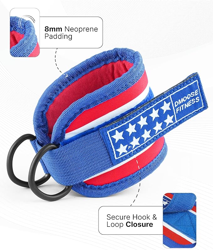 DMoose Ankle Strap for Cable Machine - One Size Fit with Premium Padding, Workout Kickback Ankle Cuffs, Ankle Bands for Working Out, Booty Workouts, Leg Extension, Hip Abductors & Lower Body Exercises