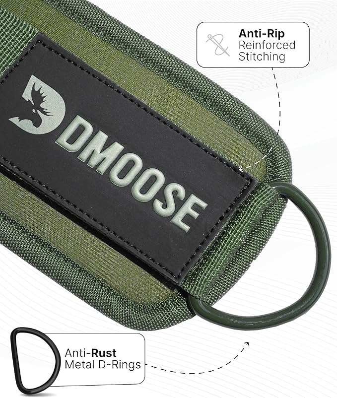 DMoose Ankle Strap for Cable Machine - One Size Fit with Premium Padding, Workout Kickback Ankle Cuffs, Ankle Bands for Working Out, Booty Workouts, Leg Extension, Hip Abductors & Lower Body Exercises