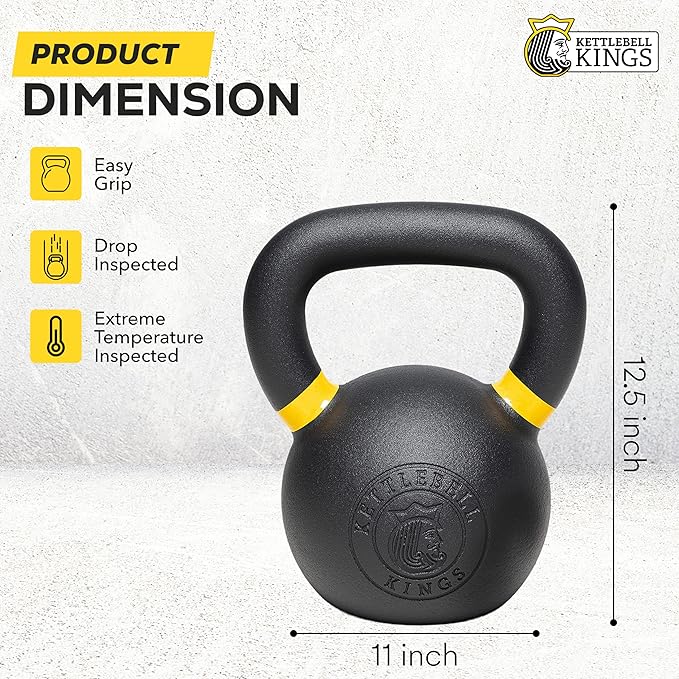 Kettlebell Kings Powder Coated Kettlebell Weights 5-90 LB | Workout Gym Equipment & Strength training sets for Women & Men | Durable Coating for Grip Strength, Rust Prevention