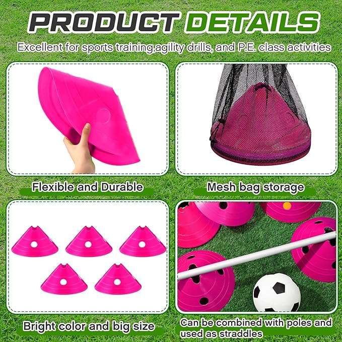 ShinyRelief Jumbo Disc Cones Jumbo Soccer Cones with Mesh Bag Giant Large Agility for Soccer Training Adult Sports