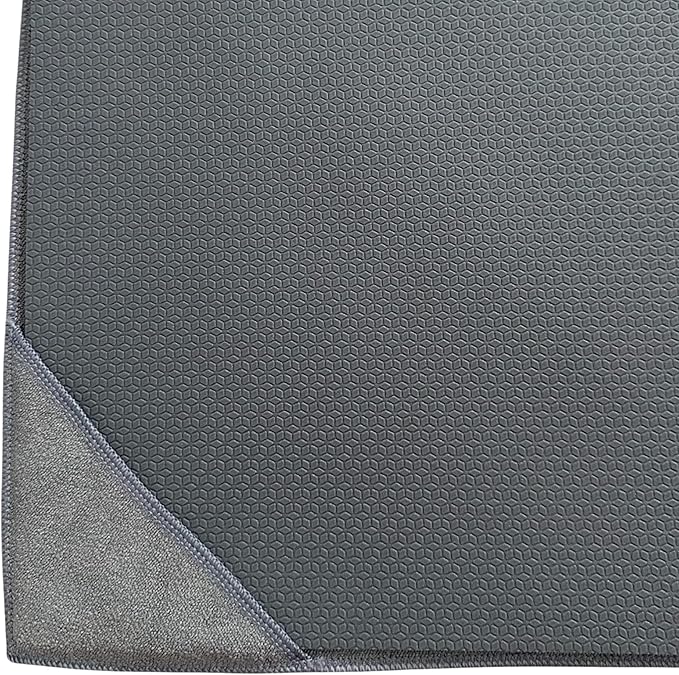 Non Slip Yoga Towel with Corner Pockets, Mat-Sized 24"x72", 100% Microfiber Sweat Absorbent, Perfect for Hot Yoga, Bikram, Pilates and More (Grey)