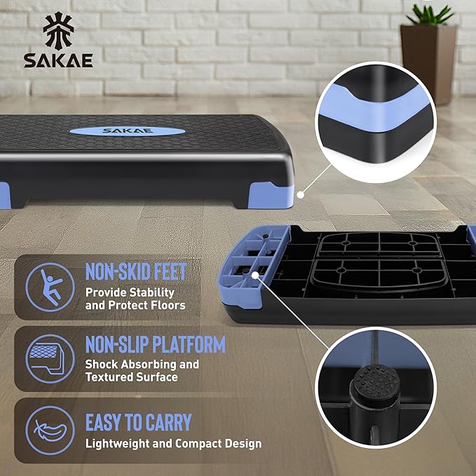 Aerobic Stepper Set with Dumbbells & Measuring Tape, Adjustable Height 2 Level Risers Workout Exercise Step Platform, 4 Colors, the Ultimate Gift for a Joyful Holiday and Merry Christmas